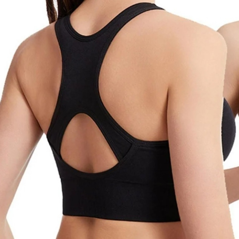 Black Zipper Front Sports Bra- Sz Small - Picture 3 of 4